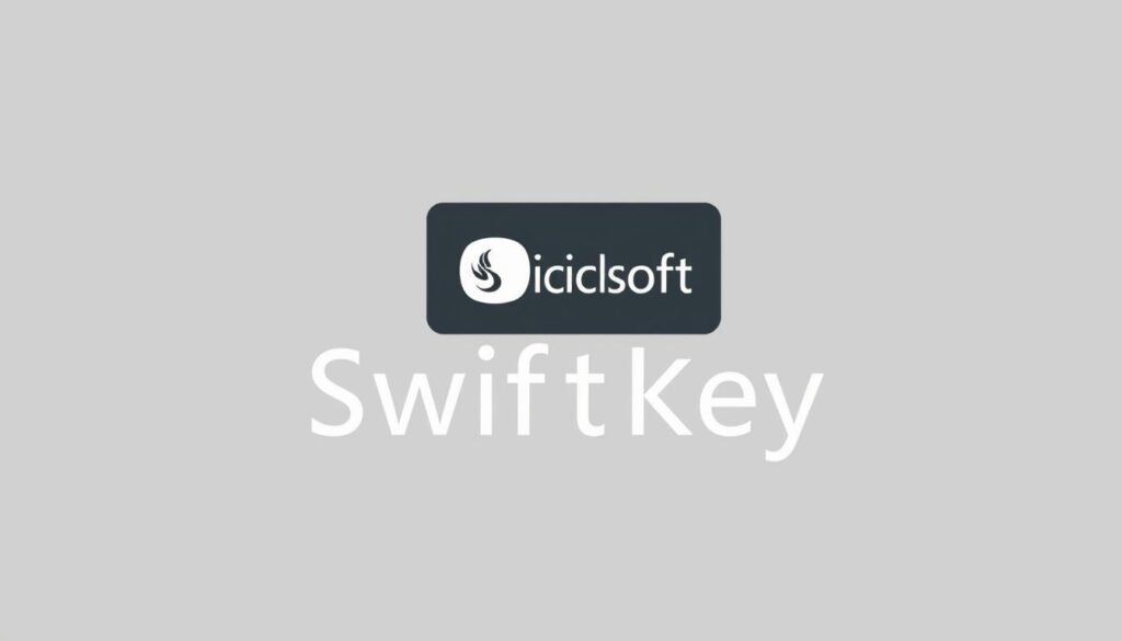 Buatlah gambar Microsoft SwiftKey dengan latar belakang warna abu-abu dan ikon SwiftKey